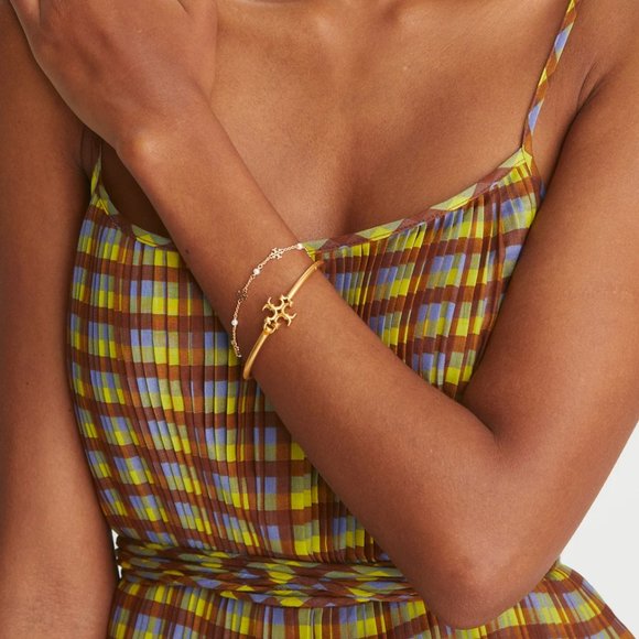 Tory Burch Eleanor Hinged Cuff Bracelet in Tory Gold (Brand New) - Picture 7 of 8